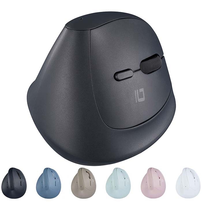 Bluetoothミニエルゴ静音5ボタンBlueLEDマウス MUS-BKF223 エルゴノミクス 2400dpi マルチペアリング 小型 軽量