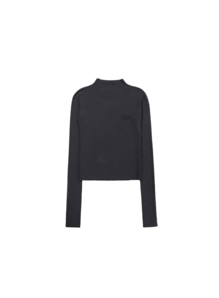 ビヨンド ソフト モックネック ロングスリーブ - チャコール