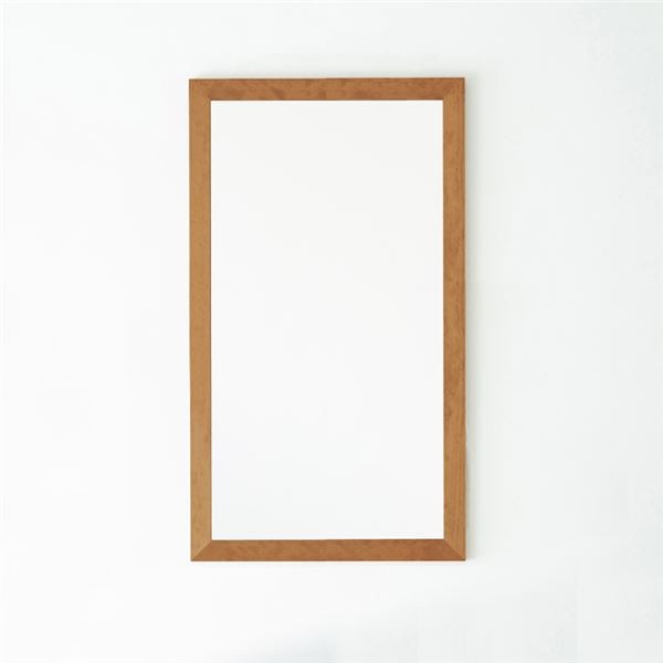 幅広枠ウォールミラー（60×108）（ハニーブラウン／茶） 天然木 姿見鏡 ワイド 高級感 木製 飛散防止加工 壁掛け 北欧風 ヴィンテージ 韓国インテリア 玄関 ...