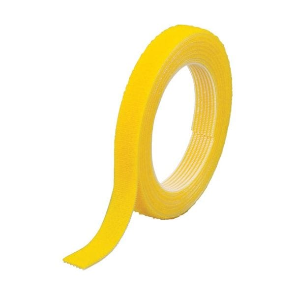 （まとめ）マジックバンド 結束テープ 両面 幅40mmx長さ1.5m 黄 1巻[x5]