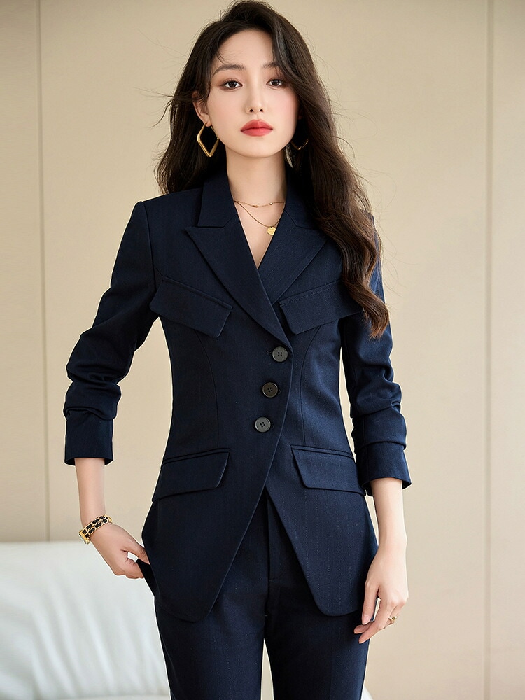 女性用 スーツ セットアップ 秋春 おしゃれ 高級感 通勤用 ブラック