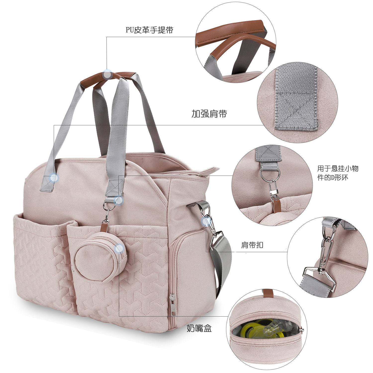 マザーズバック レディース ワンショルダー外出ハンドバッグママバッグ大容量母子軽量多機能ママショルダーバッグベビーカー掛けバッグ 韓国ファッションバッグマザーズバッグ