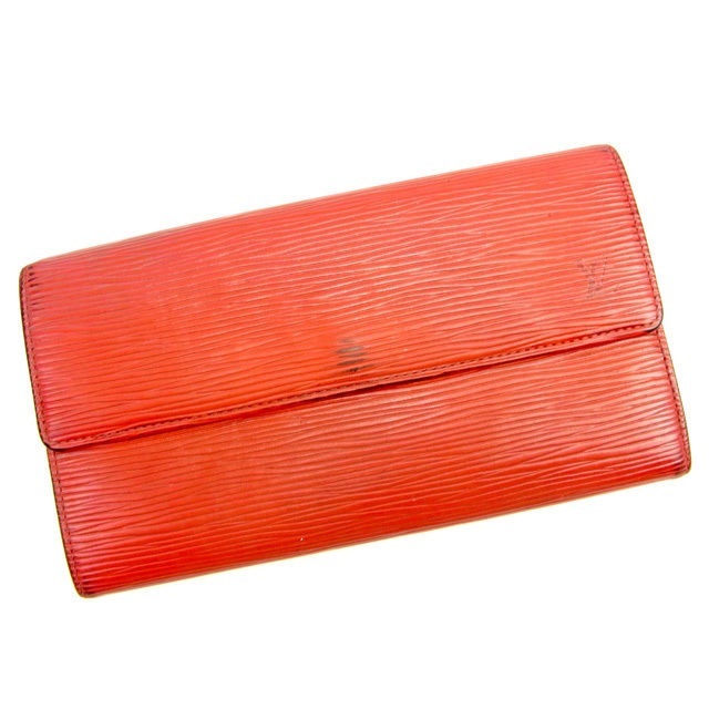長財布 ファスナー 二つ折り エピ ポシェットポルトモネクレディ カスティリアンレッド 中古