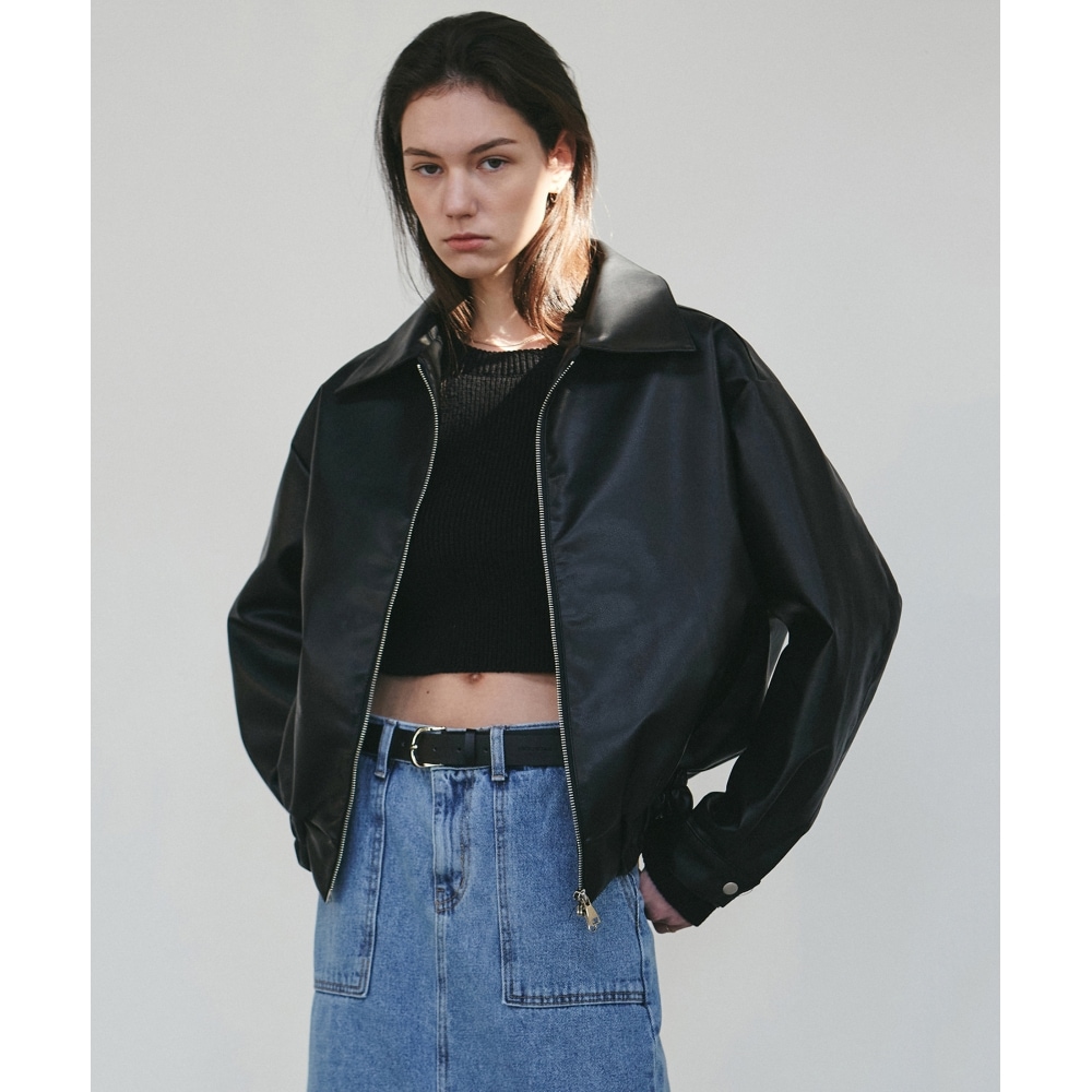 ニック&ニコールニコールビーガンレザーブルゾン_ブラック