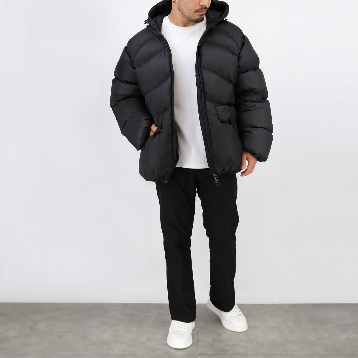 メンズ ダウンジャケット HMW006P PYRENEX×Nitty Grittyコラボ STELLAR ダウンジャケット ダウンコート アウター フード付き ブラック