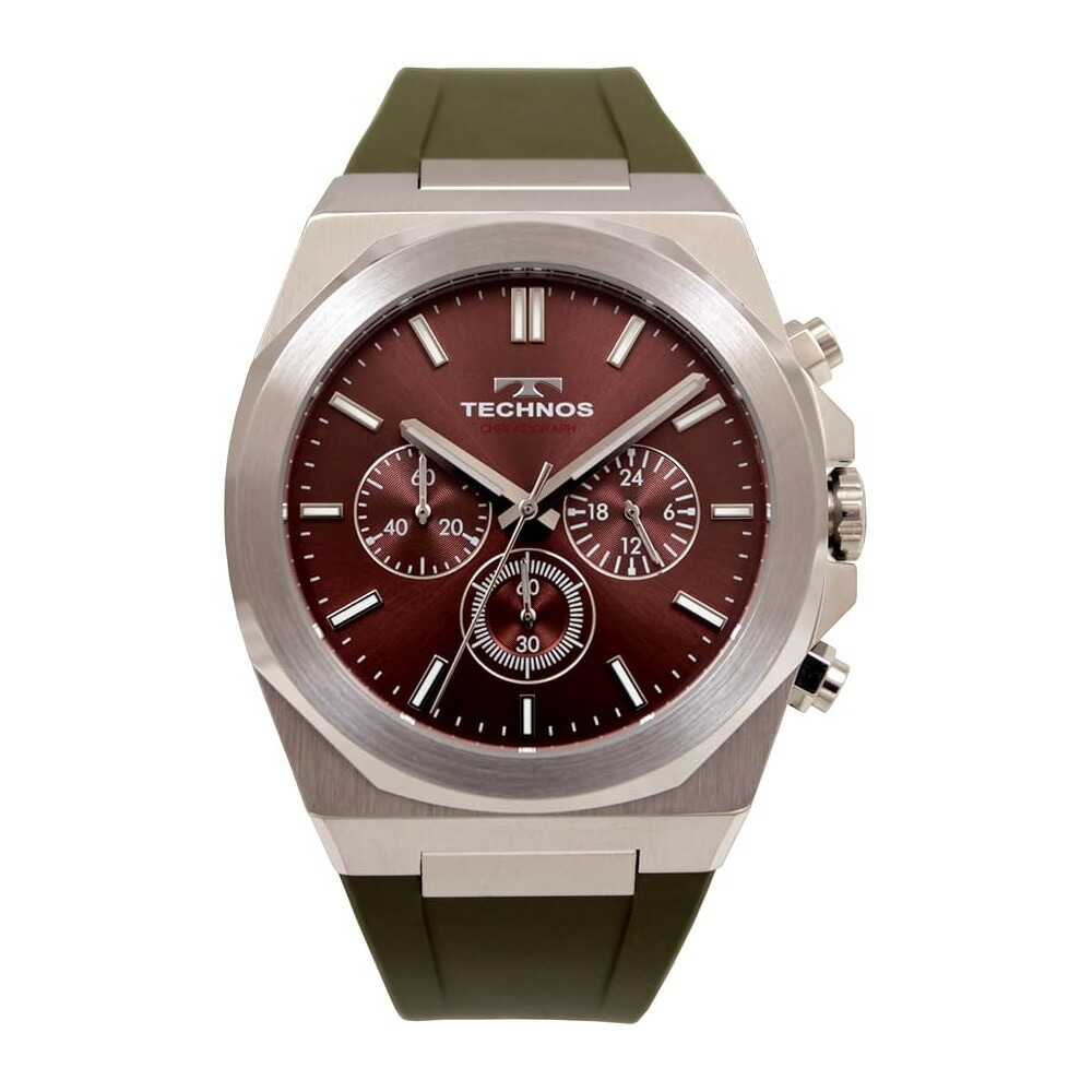 腕時計 T9C18SA メンズ グリーン ブラウン クロノグラフ 5気圧防水