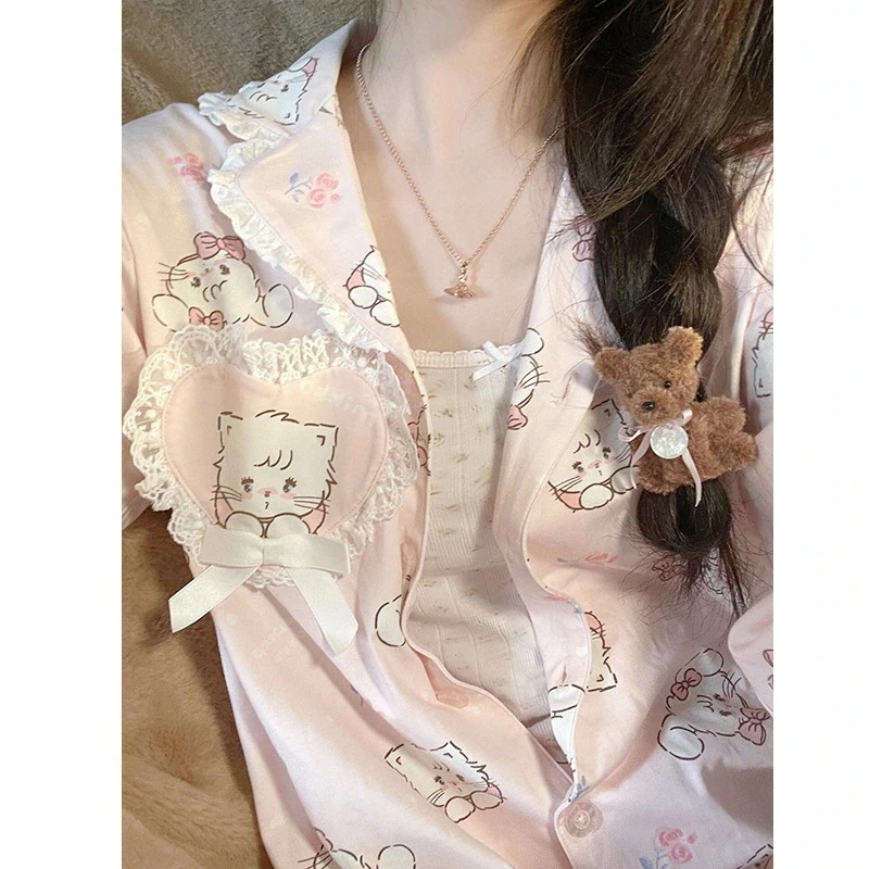 【急速出荷!】mikko 女の子パジャマ 春秋 純綿 長袖 和風 インズ キュートでスイート ホーム服 サマースーツ