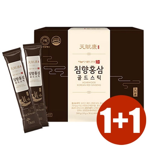 (1+1) 天賦康/ 沈香紅参 ゴールドスティック 高麗紅参精 (10gx30包x2個/2ヶ月分)