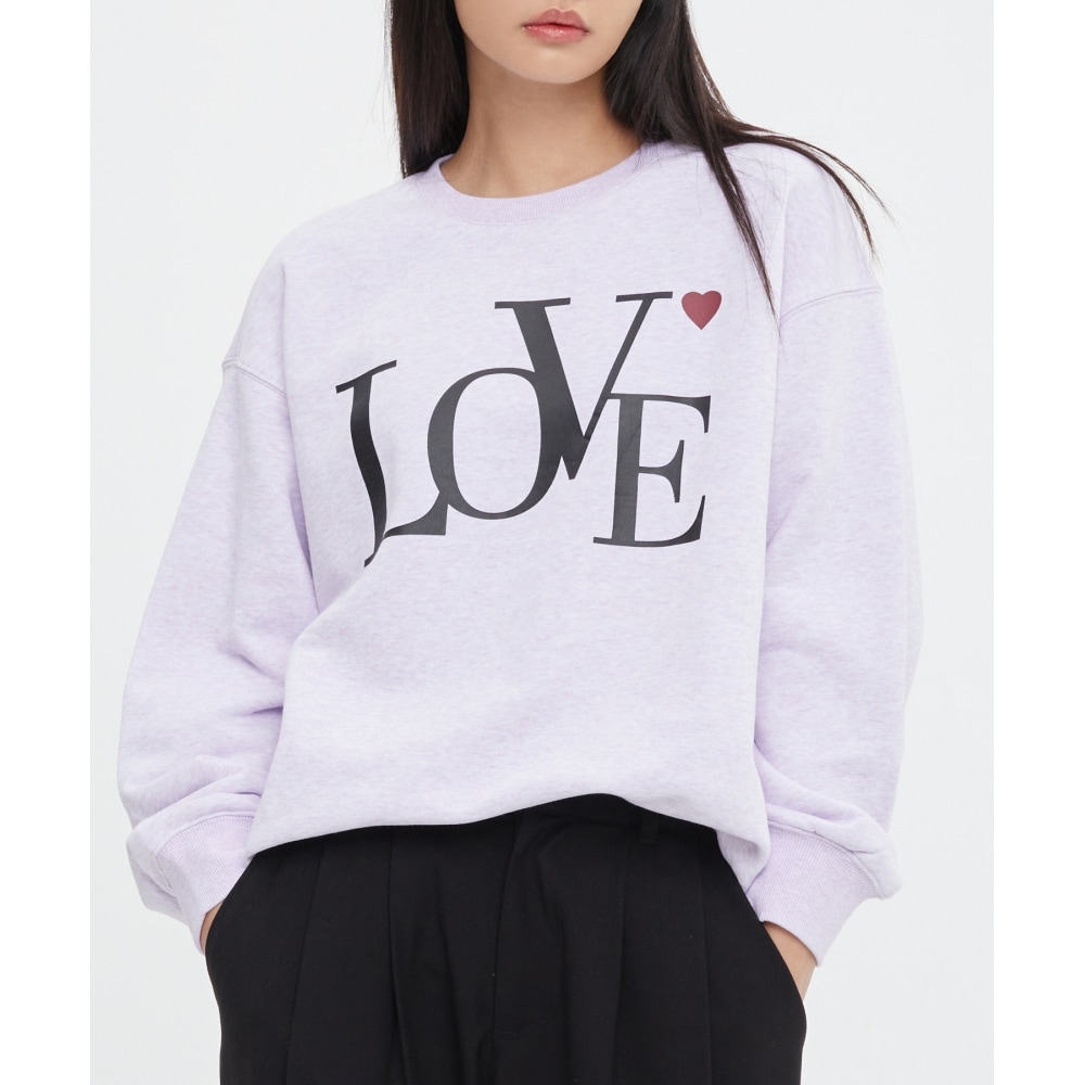 ROMANTIC CROWN ラブスウェットシャツ_メランジライトパープル