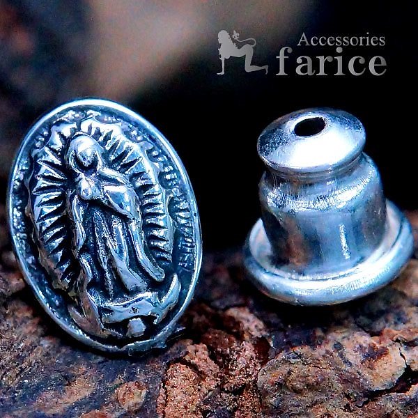 シルバーアクセサリー マリア 聖母 グアダルーペ キリスト教 18金 ゴールド ピアス 片耳用