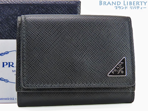 超美品プラダサフィアーノトライアングル三つ折り財布ブラック2MH021 32,468円