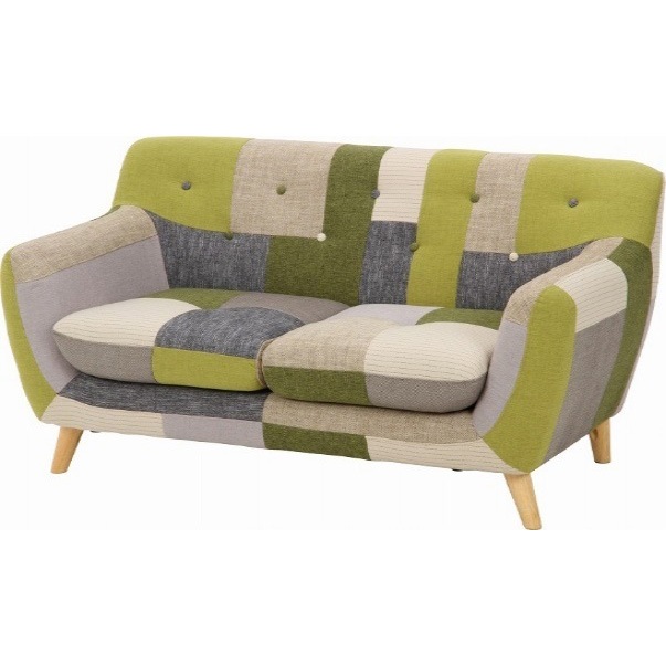不二貿易 8125G パッチワークソファー ラビスタ 2人掛け(グリーン) 34093フジボウエキ 28,080円