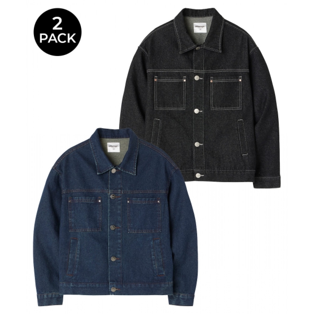 URBANAGE [2パック] オーセンティックウォッシュデニムトラッカージャケット (2COLOR)