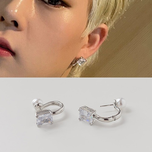 MONSTA X st. スクエアキュービックパールピアス (2color)