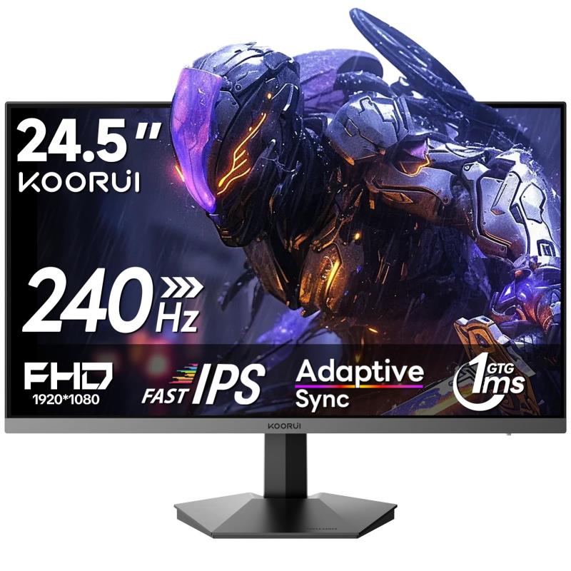 KOORUI ゲーミングモニター 24.5インチ FHD 240Hz GTG1ms応答速度 Fast IPSパネル 250ni輝度 HDR400/DCI-P3 90%/sRGB 99%/Adaptiv