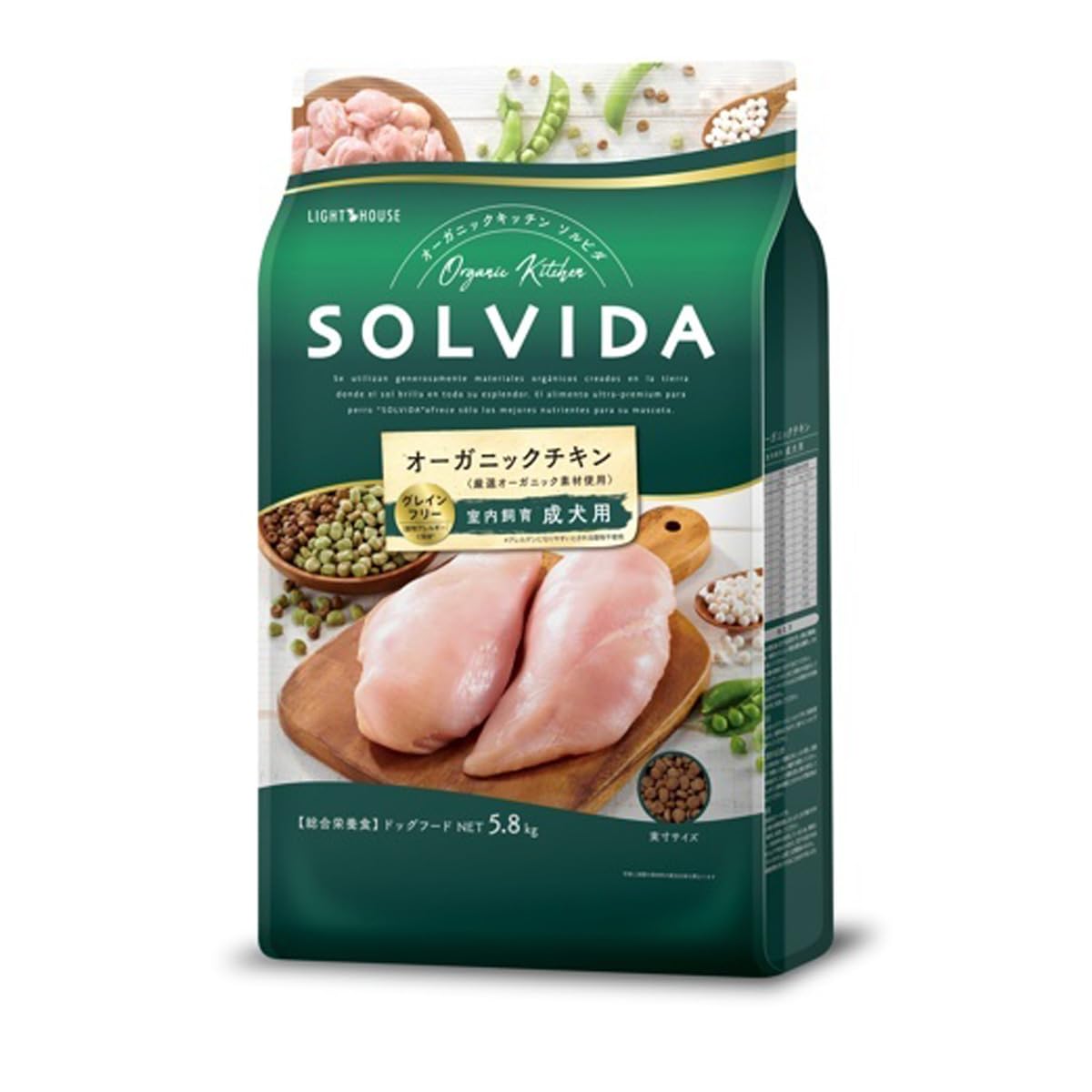 ソルビダ グレインフリー チキン 室内飼育成犬用 5.8kg 12,854円