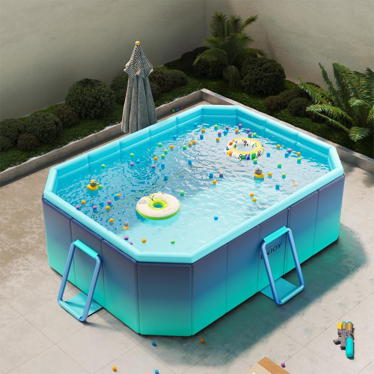 DoubleTT 2024 非膨張式プール プール ビニール 水遊び 空気入れ不要 折りたたみ 1.6m~3m フレーム 家庭用 子供 空気漏れ無し 八角形構造 ベランダ 砂場 庭 大型 収納&持ち運