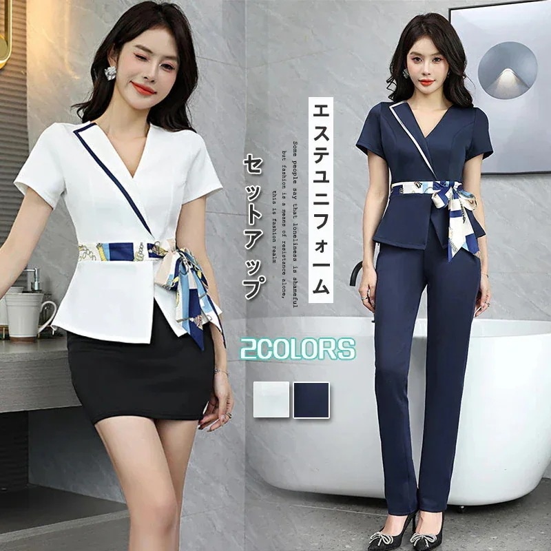 出荷が早い高級感 ユニフォーム エステ サロン通勤 レディース 女性 制服 エステ制服 おしゃれ 半袖 七分袖 上下セット セットアップ エステサロン ユニフォーム