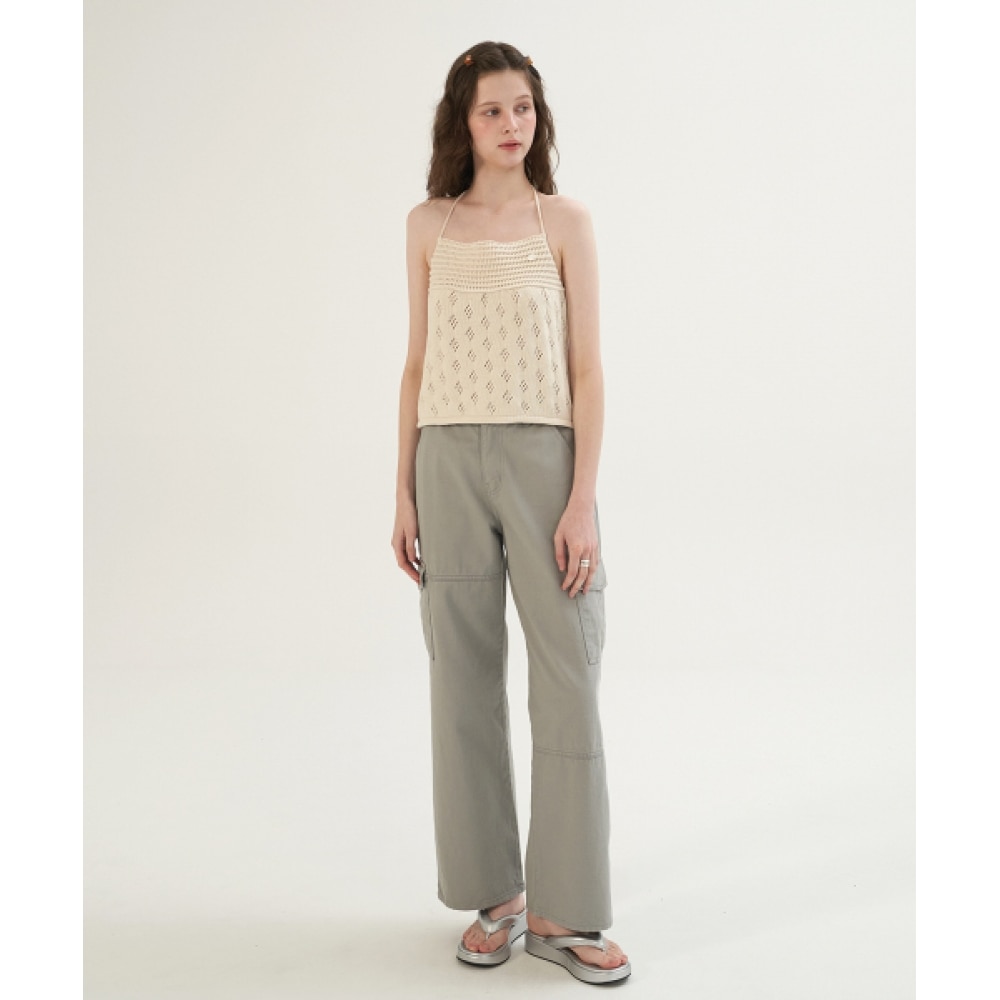 サムウェアバターカーペンターラインカーゴパンツ-カーキグレー