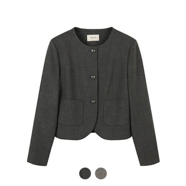 女性ノーカラーパターンクロップジャケット_EPE3KC2001