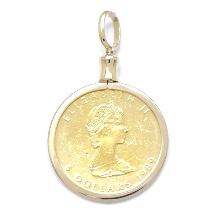 K24 1/10oz カナダ メープルリーフ コイントップ 金貨 エリザベス 5ドル K24YG イエローゴールドxK18YG イエローゴールド /79014【中古】