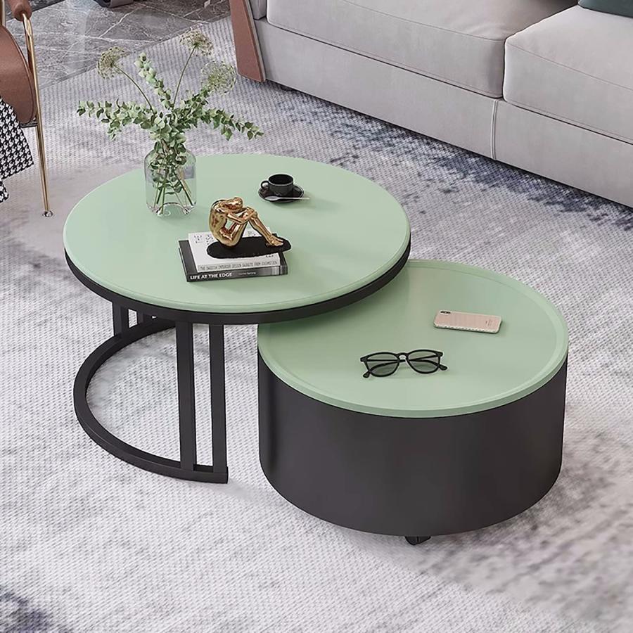 ネストテーブルセット 2個セット 家具 積み重ね可能なコーヒーテーブル 理石のテクスチャーとメタルコーヒーネスティングエンドテーブル エレガントなネストネ
