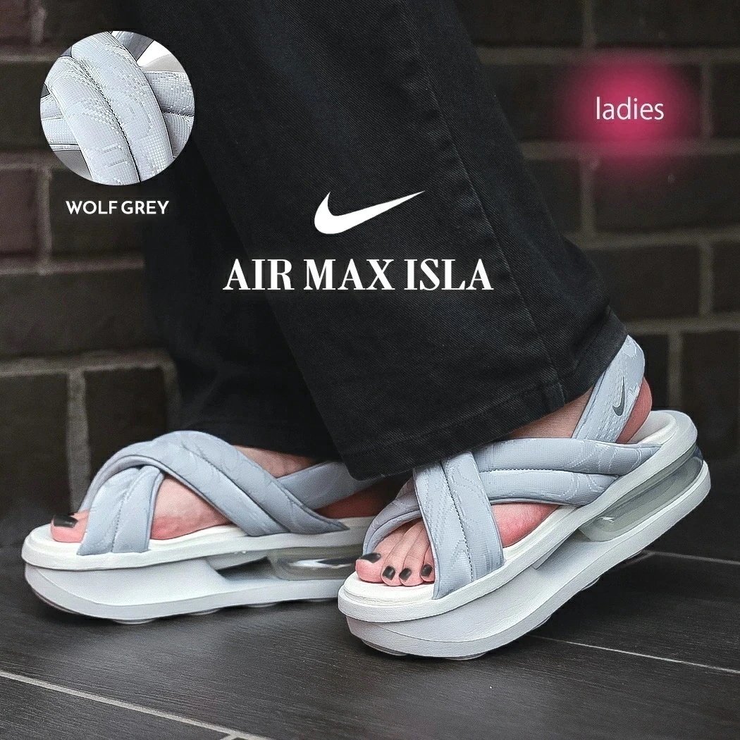 NIKE ナイキ ウィメンズ エアマックス アイラ サンダル WMNS AIR MAX ISLA SANDAL NL WOLF GREY ( koko 厚底 グレー 白 レディース HJ8168-00
