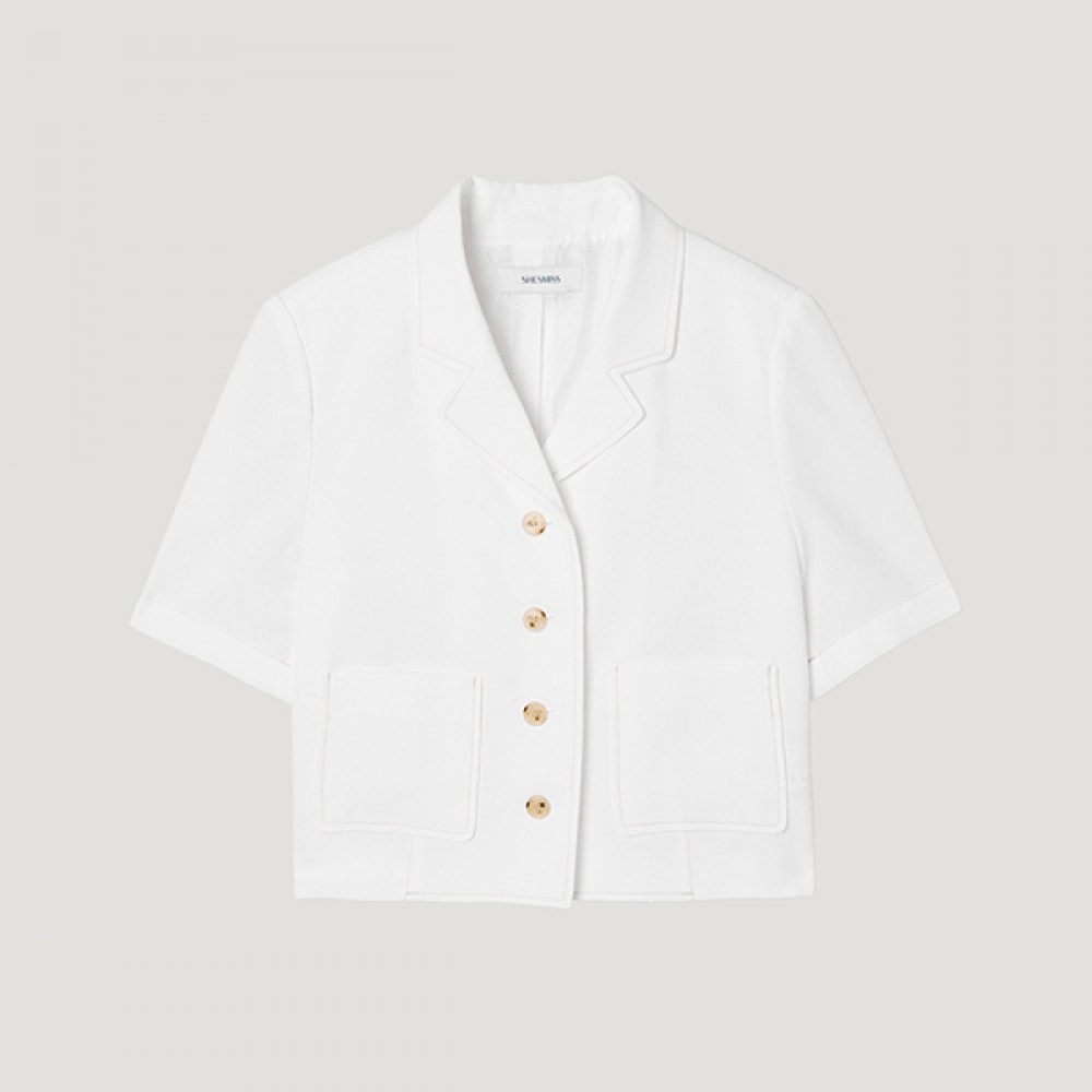[レディースミス] リネンハーフスリーブジャケット_SWWJKP22710_OW
