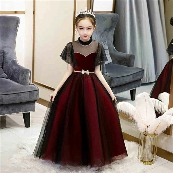 ドレス 子供 ピアノ 発表会 ピアノ発表会 中学生 ワンピース 女の子 ロングドレス 結婚式 ジュニア ピアノ発表会ドレス 袖付き パーティードレス イブニングドレス ロング キッズ サイズ有 160