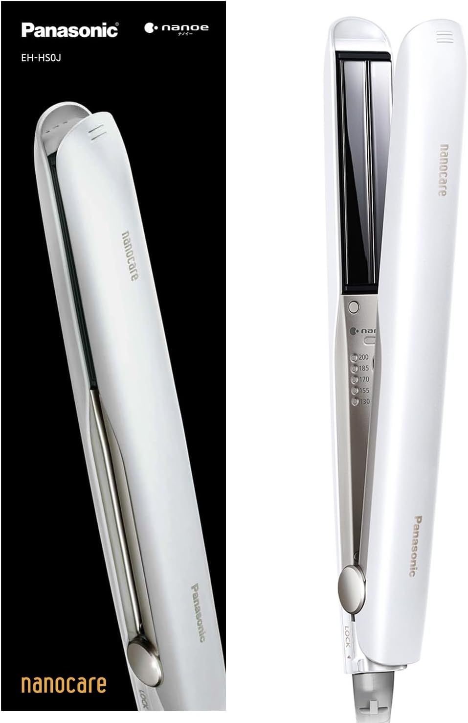 パナソニック ヘアーアイロン ストレート用 ナノケア スムースグロスコーティングプラス 海外対応 白 EH-HS0J-W