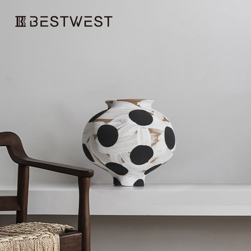 侘び寂び風波点旧大腹陶磁器花瓶置物新中式高級家庭花器を作る