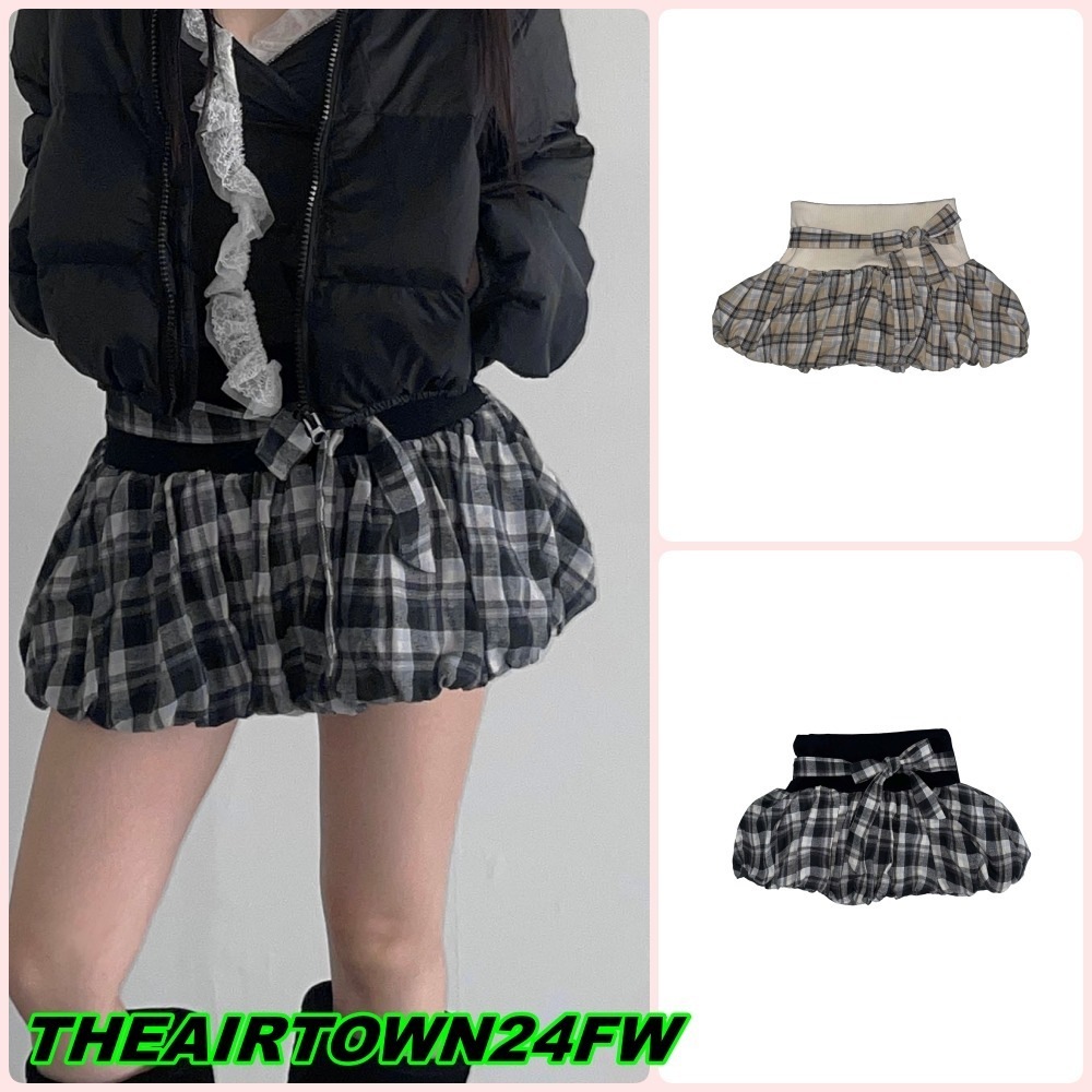 【THEAIRTOWN】butter check sk (2 color) ミニスカート