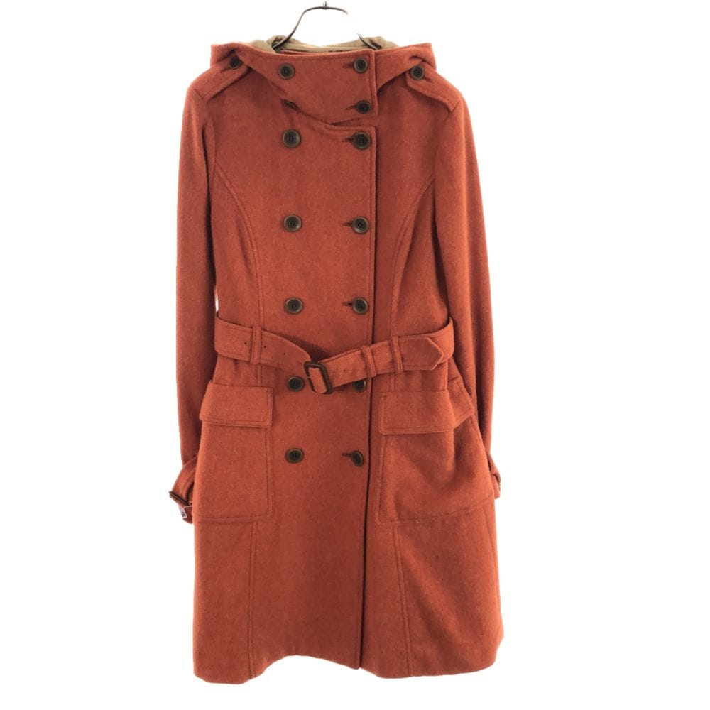 日本製 長袖 ウールコート 40 オレンジ レディース