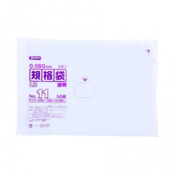 ジャパックス LD規格袋厚口 厚み0.080mm No.11 透明 50枚×10冊×3箱 L811
