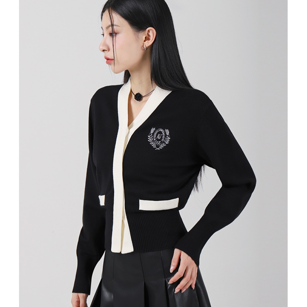 AVANDRESS セイベル隠しボタンカーディガン BLACK