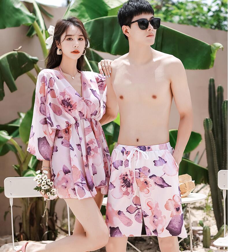 水着 男女セット 4点セット パレオ ショートパンツ タンキニ みずぎ ビキニ セクシー 海 プール リゾート mizugi 着痩せ 可愛いペア水着 カップル水着 お揃い レディース メンズ セット水