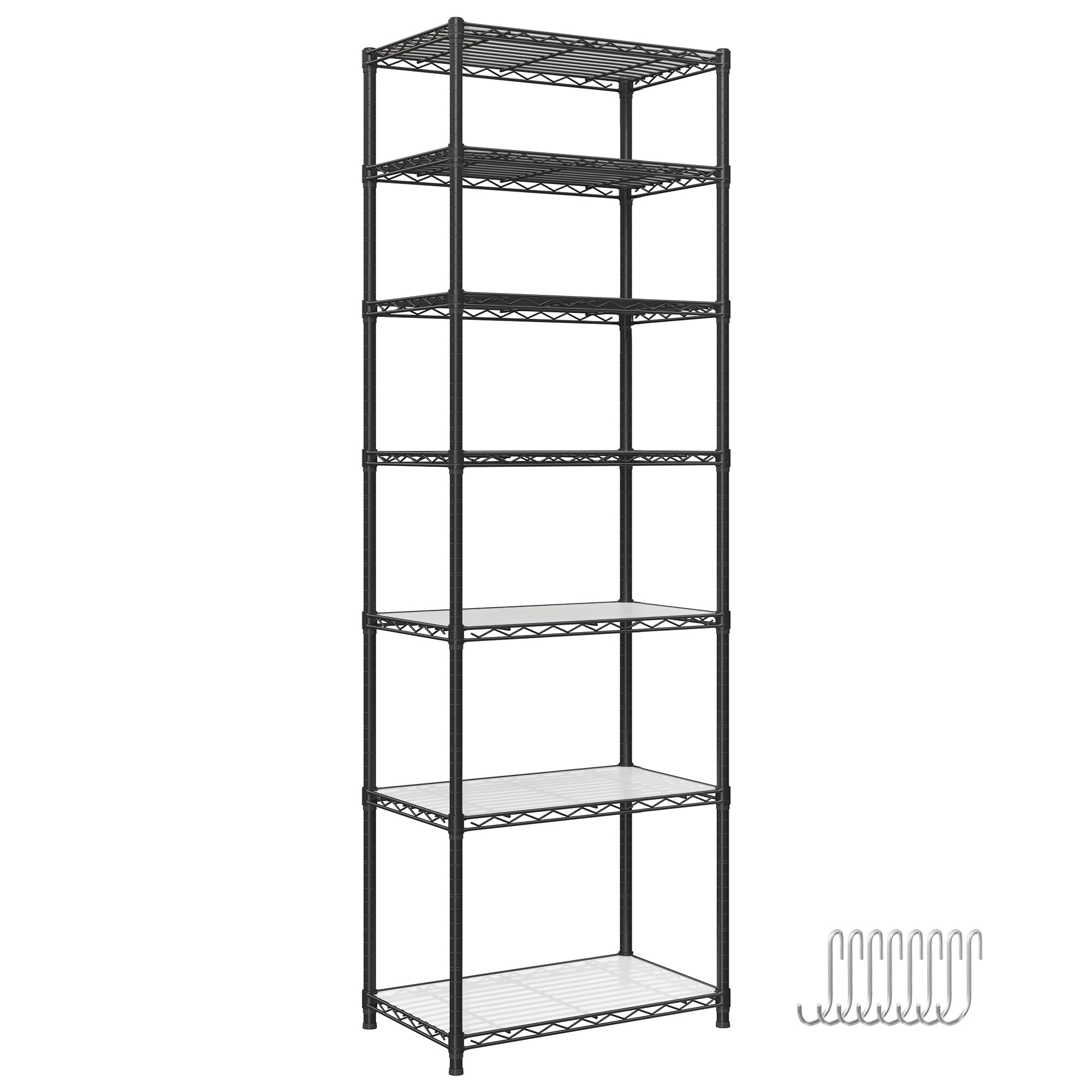 SONGMICS ラック 7段スリム スチールラック キッチンラック オープンラック 幅59CM 奥行34cm 高さ180CM おしゃれ スチールシェルフ シェルフ省スペース 隙間収納 棚 メタル 炊