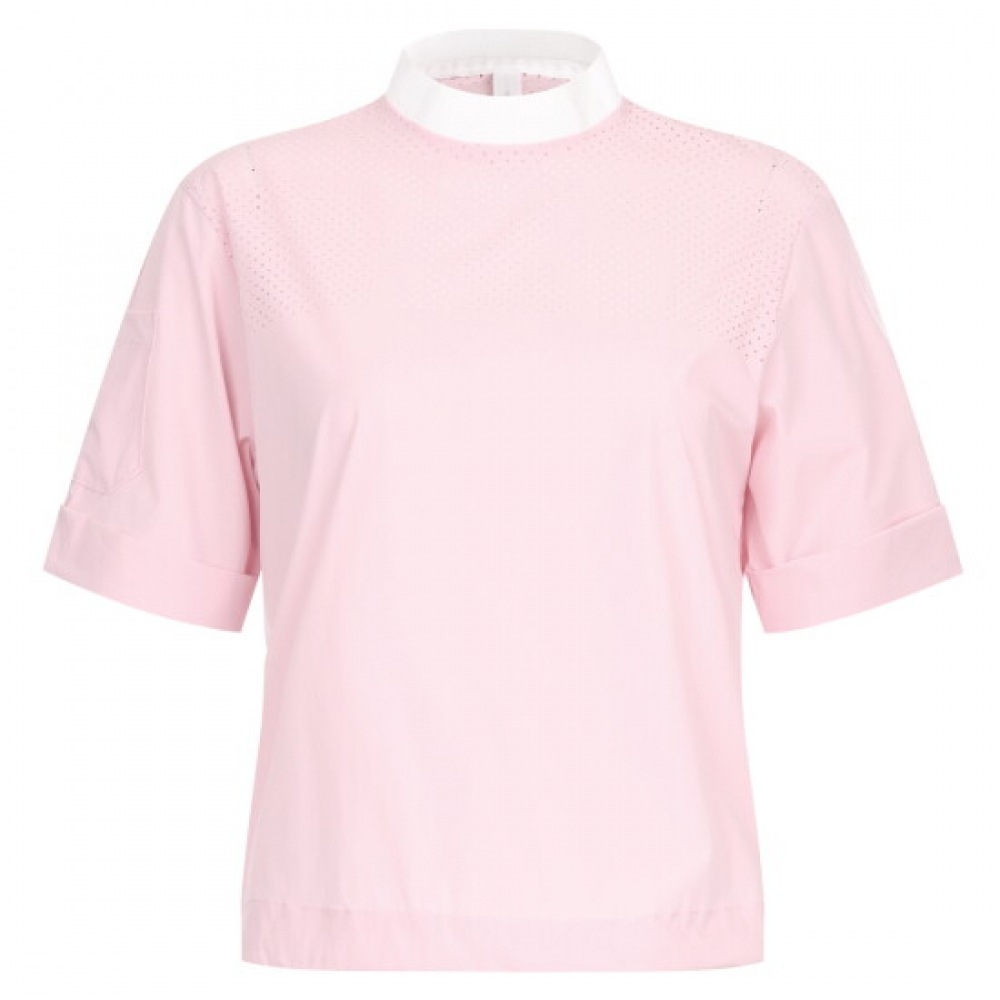 ショップアン レディース ラウンドネック メッシュ スパン ゴルフ 半袖 Tシャツ ピンク LB-WSH-20695