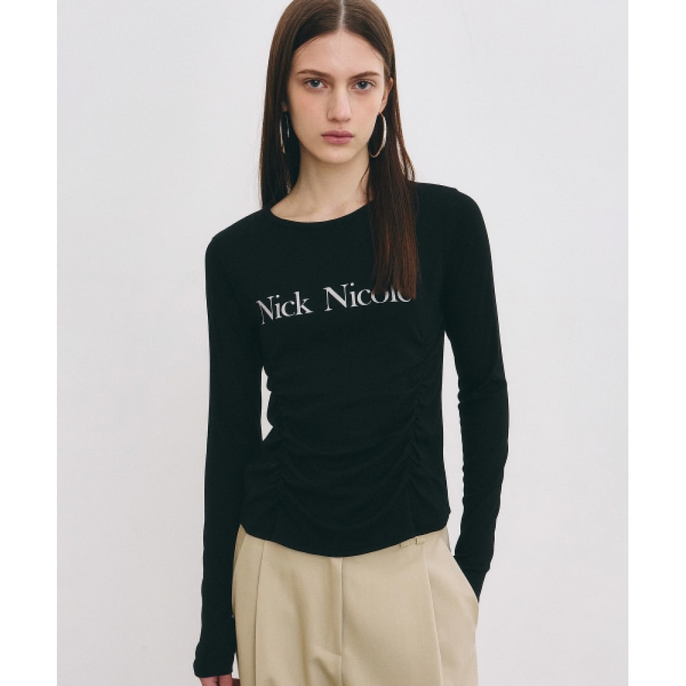 ニック&ニコールニコールピンタックシャーリングトップ_ブラック