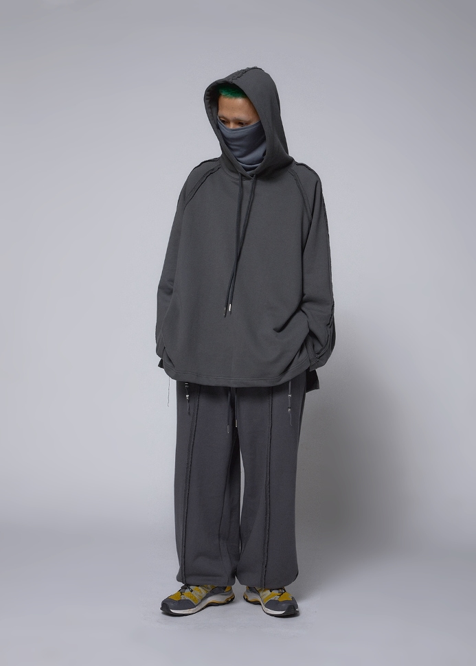 【IFEELLUCKY】 CUT LINE SWEAT HOOD : GRAY