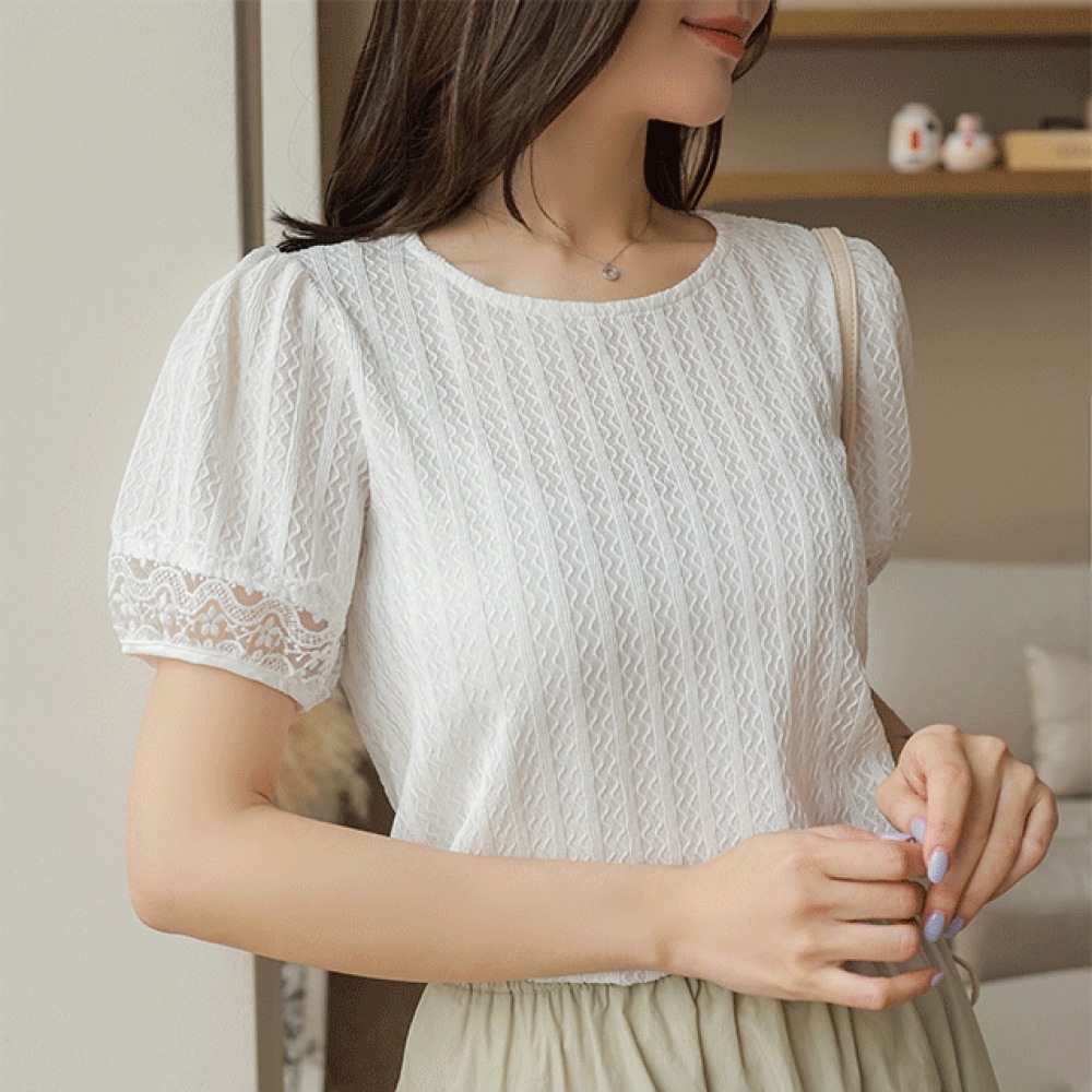 クリック＆ファニーロンミルパフレースブラウス