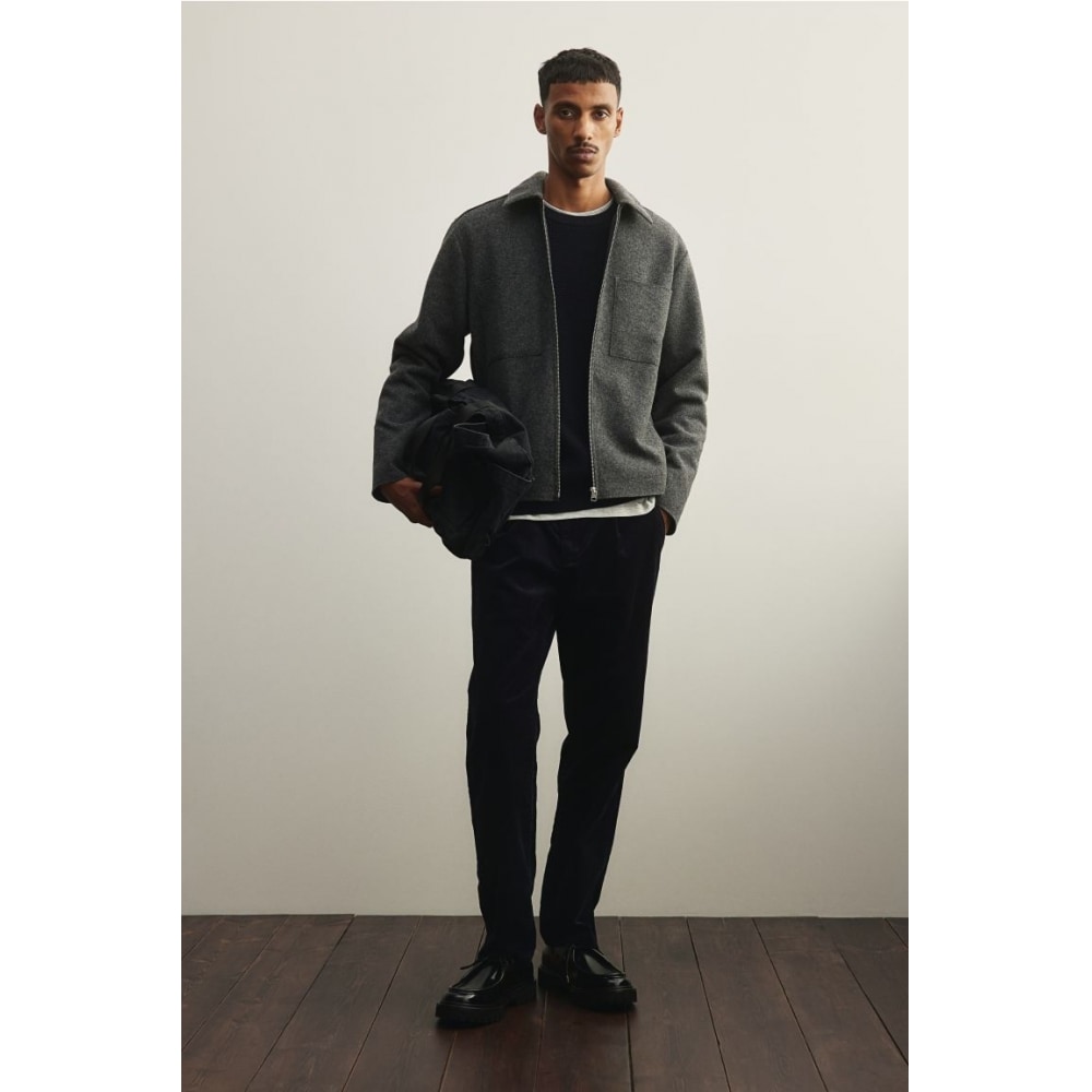 H&M ジップアップジャケットレギュラーフィットダークグレー