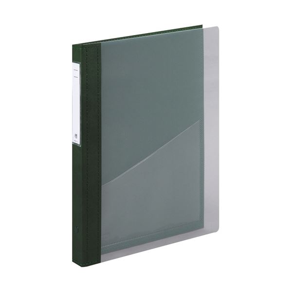 （まとめ）リヒトラブ カルテブック（クリヤー）A4タテ 2穴 背幅28mm グリーン HB416-3 1冊(×2セット)