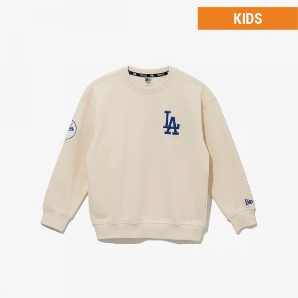 MLB キッズ LA ドジャース チーム ロゴ スウェットパーカー パールアイボリー