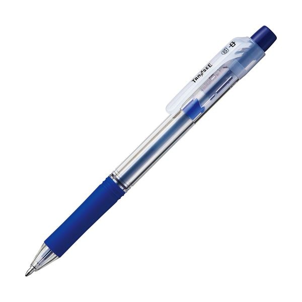 (まとめ) TANOSEE ノック式油性ボールペン ロング芯タイプ 1.0mm 青 1本 (×100セット)