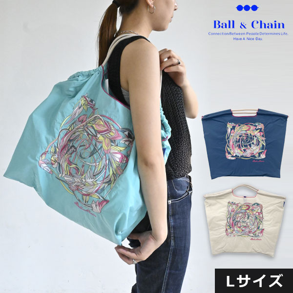 【即納】 Ball＆Chain ボールアンドチェーン 正規品 FEATHER Lサイズ バッグ エコバッグ トートバッグ 刺繍 ギフト A4 301164