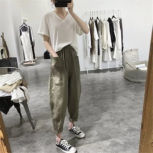 今っぽトレンド 通勤する テーパードパンツ カジュアル スリム コットン ン 九分丈パンツ