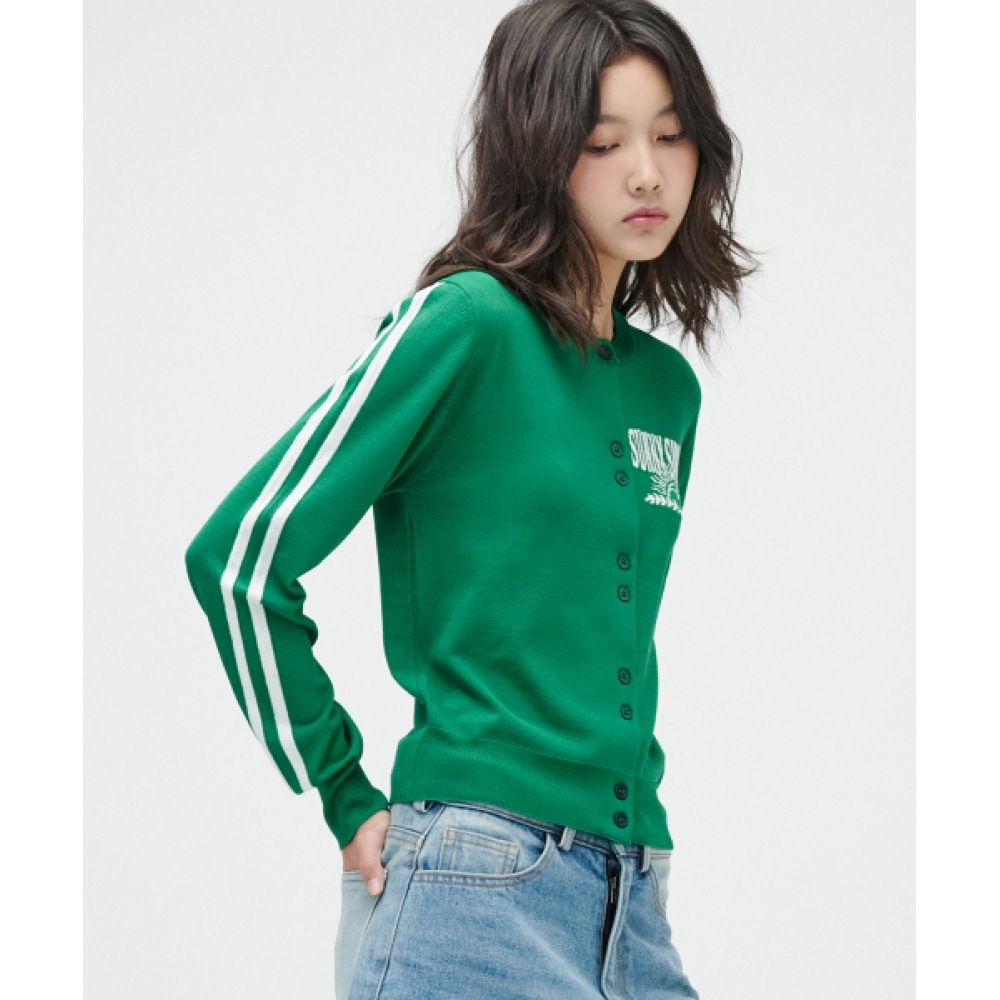 TAKEASY (レディース) ラインサマーカーディガン (グリーン)