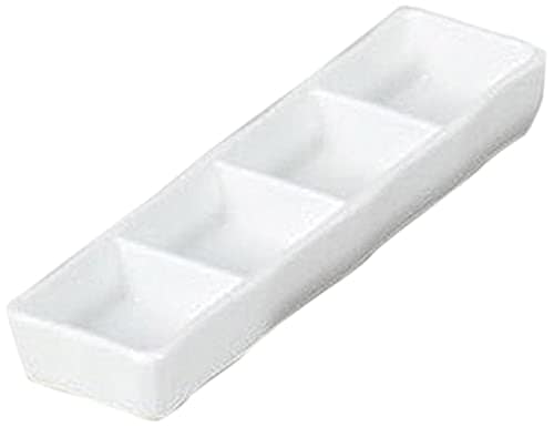 10個セット 薬味皿 白磁四品盛 [21.8 x 5.9 x 2.8cm] 強化 【料亭 旅館 和食器 飲食店 業務用 器 食器】