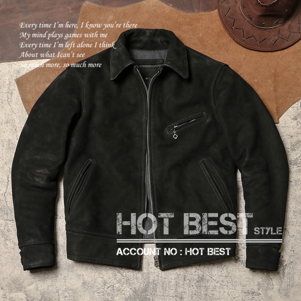 1.6mm カウスエード 30sスタイル シングルライダース レザージャケット メンズ 革ジャン ヴィンテージ加工 タンニンなめし 牛革